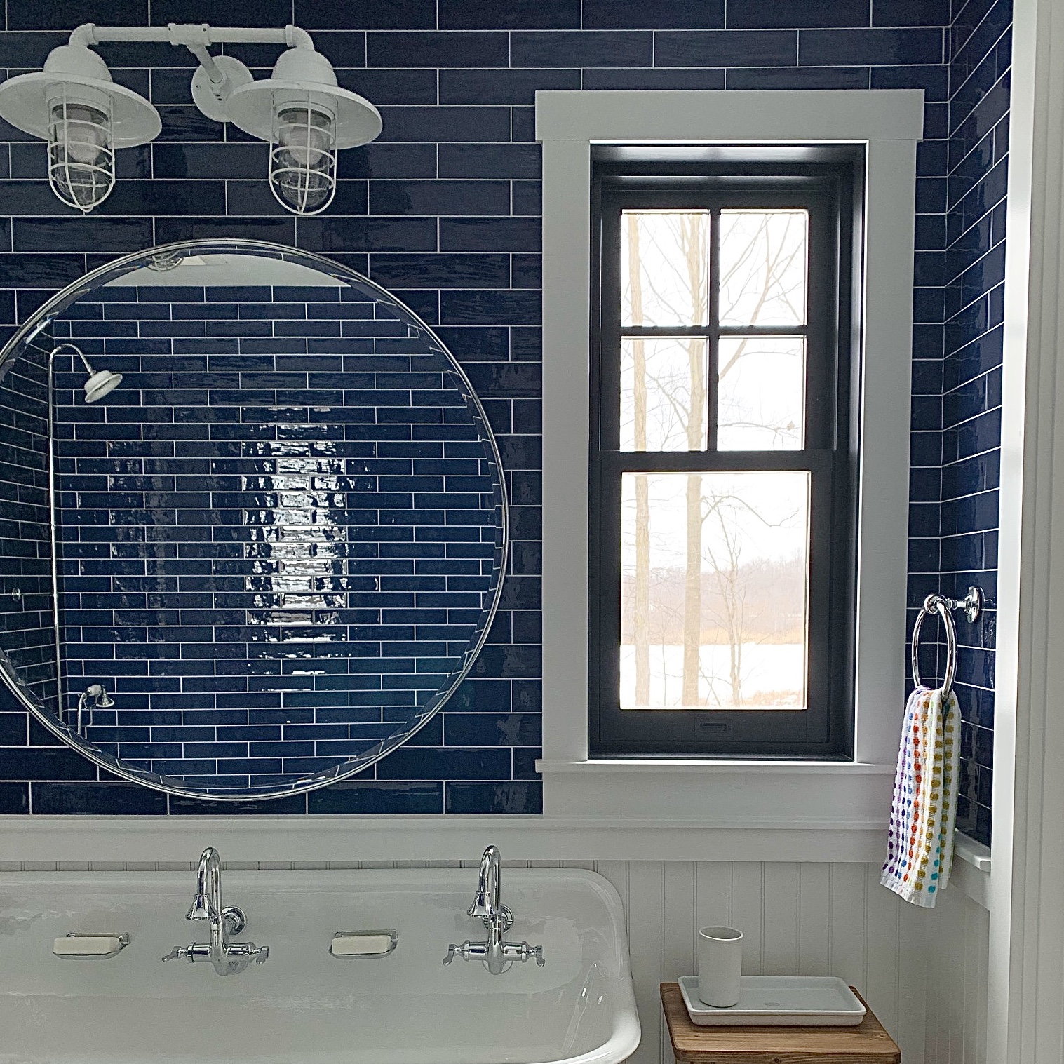 Double Market Industrial Guard Sconce | Photo Courtesy of Parker Jones Interiors